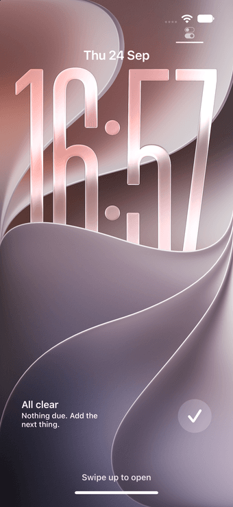 Monolist Lock Screen widgets and a checkmark control for adding a task